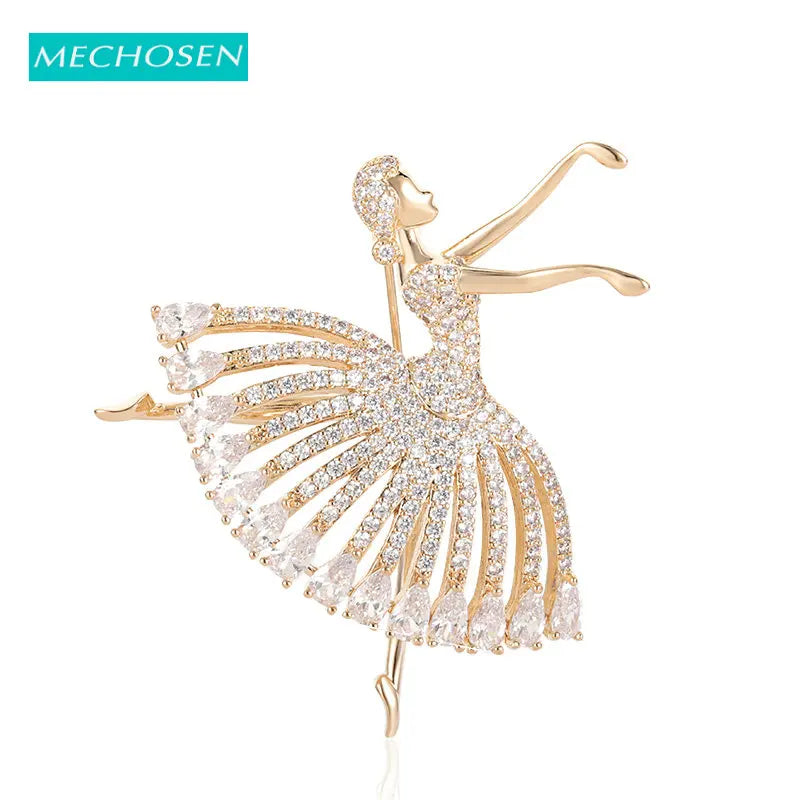 Brosche Ballerina Zirkon Elegant Kleidung Schal Kleid Damen