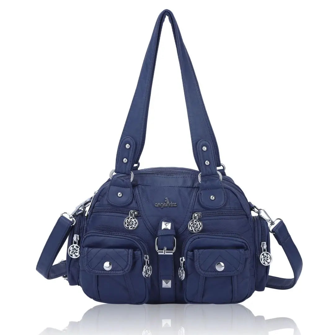Damen-Schultertasche aus PU-Leder in kompakter Bauweise mit Angenehmer Haptik und Mehrfachfächern