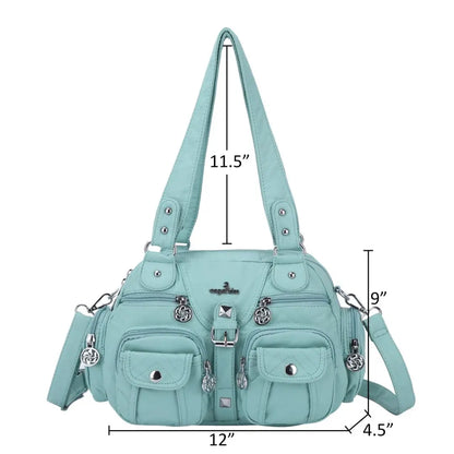 Damen-Schultertasche aus PU-Leder in kompakter Bauweise mit Angenehmer Haptik und Mehrfachfächern