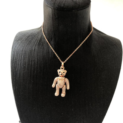 Damen-Halskette Teddybär Roségold süß II aus Sterlingsilber