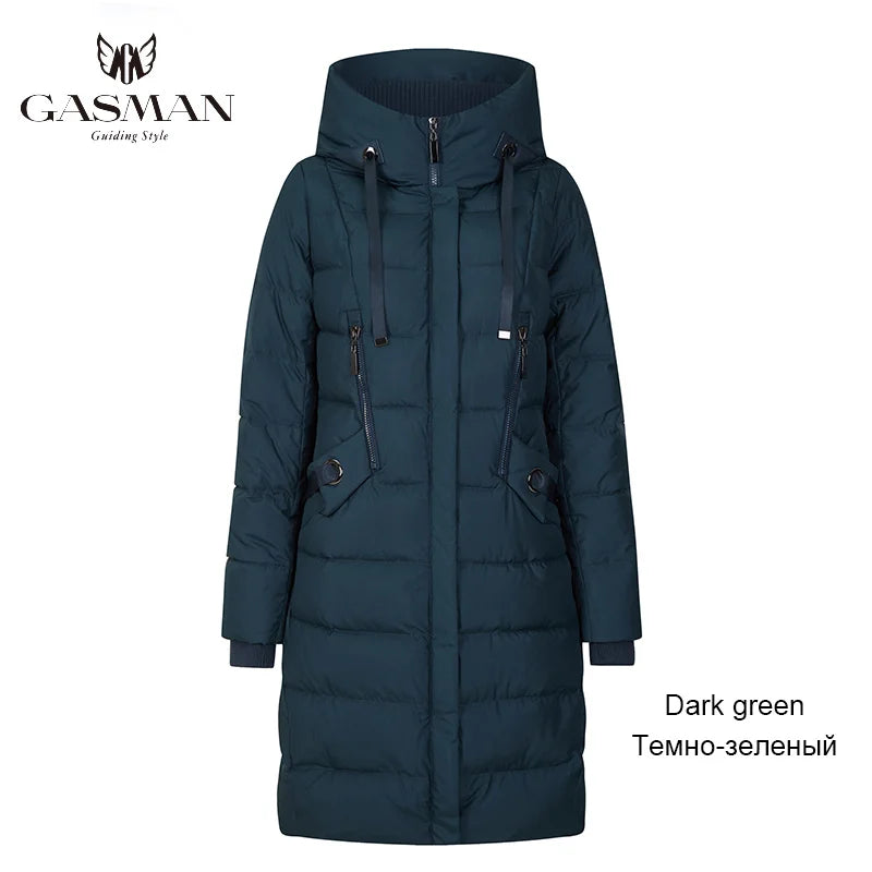 Lange Damen-Daunenjacke mit Kapuze – warme Winterparka für modische Frauen