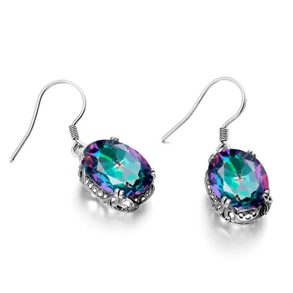 Damen-Ohrhänger aus 925er Sterling Silber mit Regenbogen-Mystic-Topas für Glanz und Eleganz