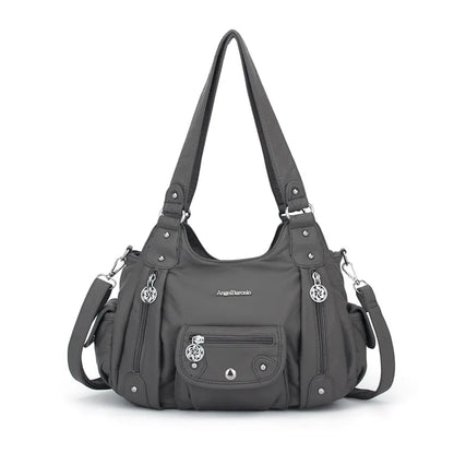 Damen-Schultertasche aus PU-Leder mit Reißverschluss und Mehrfachfächern Kompakter Alltagsbegleiter