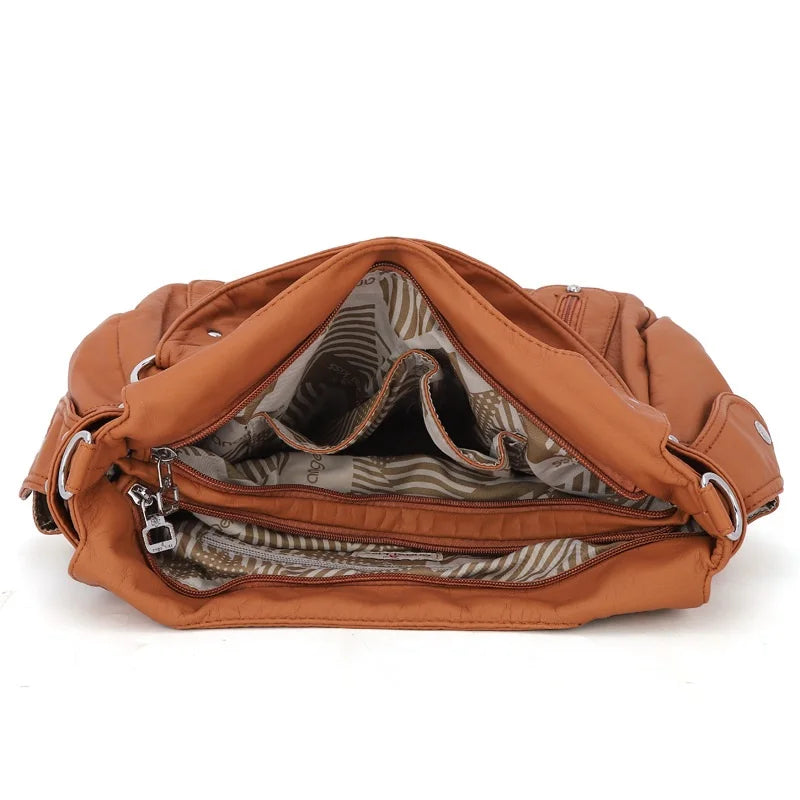 Damen-Schultertasche aus PU-Material Mit Großem Fassungsvermögen und Reißverschluss für Alltag und Freizeit