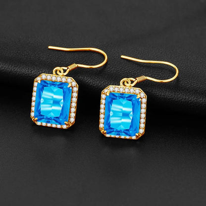 Damen-Ohrhänger Tropfenform Mit Blauem Topas Aus Silber 925 Hochwertiger Brautschmuck