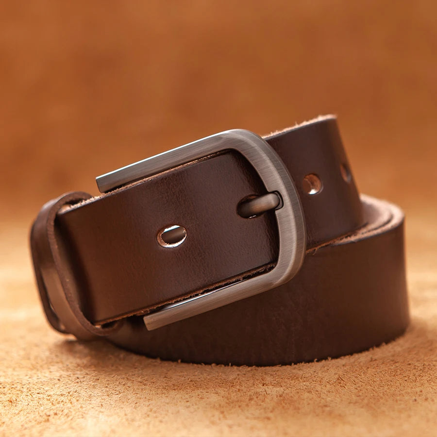 Herren Echtleder-Gürtel Vintage Cowboy-Stil 3,8 cm Rindsleder Braun Luxus Designer