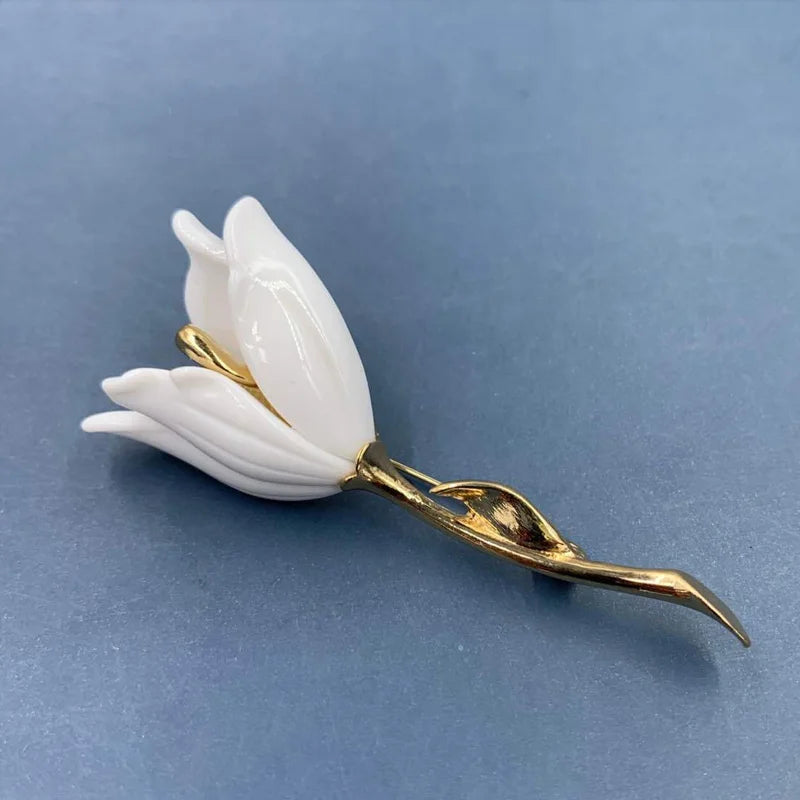 Brosche Gold Perle Stern Mond Tulpe Ginkgo Retro Exquisit Damen