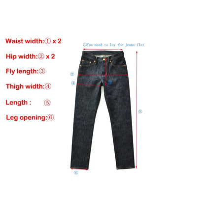 Herren Jeans aus Selvedge Denim in Indigo und Schwarz mit Reißverschluss