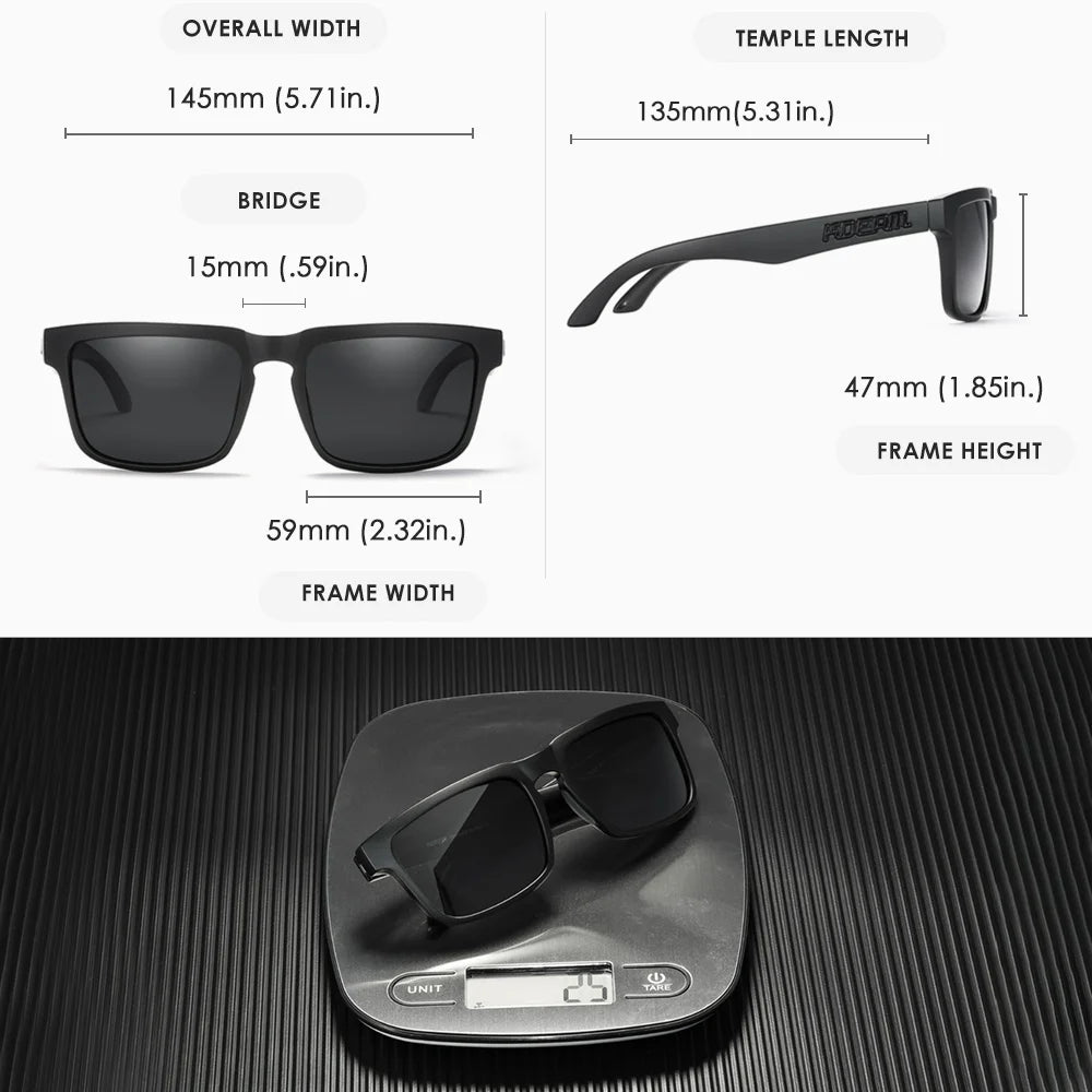 Sonnenbrille quadratisch polarisiert Reißverschlussetui 30 Farben Unisex