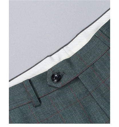 Schlanke Herren-Anzughose in Khaki mit Streifen – graue, lange Freizeithose für Büro, formelle Anlässe und Hochzeiten, auch in großen Größen erhältlich.