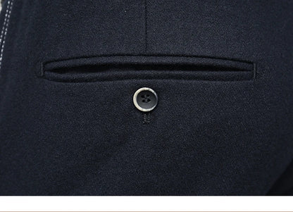 50% Wolle Männer Lange Anzüge Hosen Slim Fit Tiefblau Mode Hochzeit Bräutigam Tragen Herbst Frühling Büro Täglichen Hosen Mode Korea