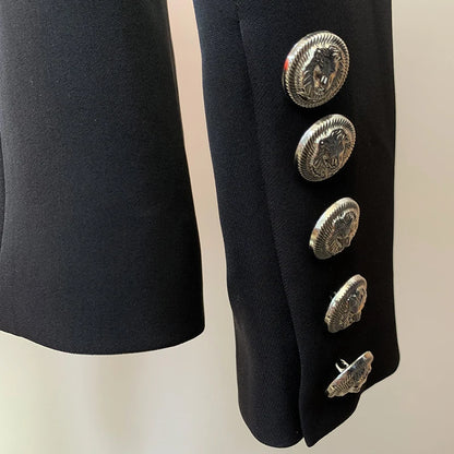 Damen-Blazer doppelreihig Schalkragen Strass Perlen Slim elegant