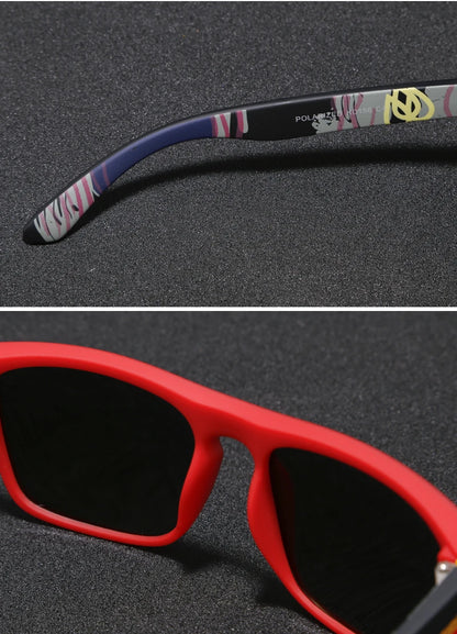 Sonnenbrille quadratisch flaches Top polarisiert Spiegel Hartschale Herren