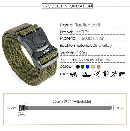 VATLY Army Tactical Gürtel Herren 1200D Nylon Anti-Rost Schnalle Outdoor