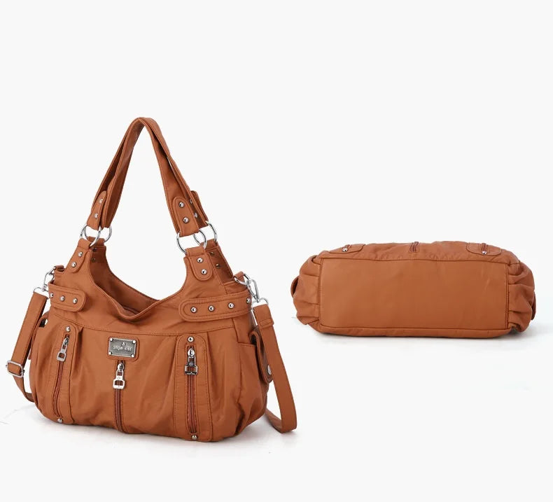 Damen-Schultertasche aus PU-Material Mit Großem Fassungsvermögen und Reißverschluss für Alltag und Freizeit