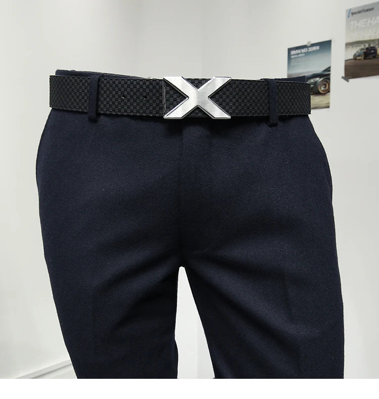 50% Wolle Männer Lange Anzüge Hosen Slim Fit Tiefblau Mode Hochzeit Bräutigam Tragen Herbst Frühling Büro Täglichen Hosen Mode Korea