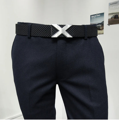 50% Wolle Männer Lange Anzüge Hosen Slim Fit Tiefblau Mode Hochzeit Bräutigam Tragen Herbst Frühling Büro Täglichen Hosen Mode Korea