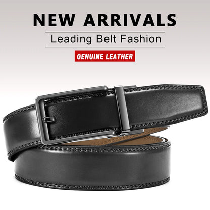 Herren Echtleder-Gürtel 3,5 cm Automatik-Schnalle Rindsleder Business Casual