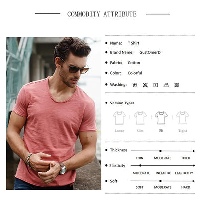 Herren T-Shirt im Casual-Stil mit V-Ausschnitt in einfarbigem Design