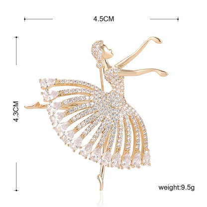 Brosche Ballerina Zirkon Elegant Kleidung Schal Kleid Damen