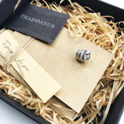 Damen-Charm-Anhänger blaue Schlange Perlen ethnisch Karma aus Sterlingsilber