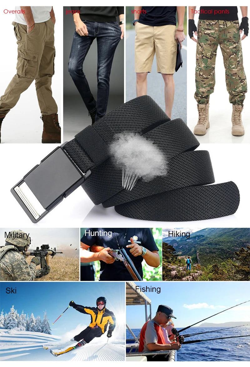 Unisex-Gürtel Mit Magnet-Schnalle 3,4 cm Breite Elastisch Für Outdoor Alltagsaktivitäten Wandern Reisen