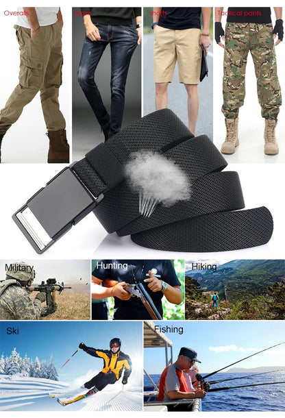 Unisex-Gürtel Mit Magnet-Schnalle 3,4 cm Breite Elastisch Für Outdoor Alltagsaktivitäten Wandern Reisen
