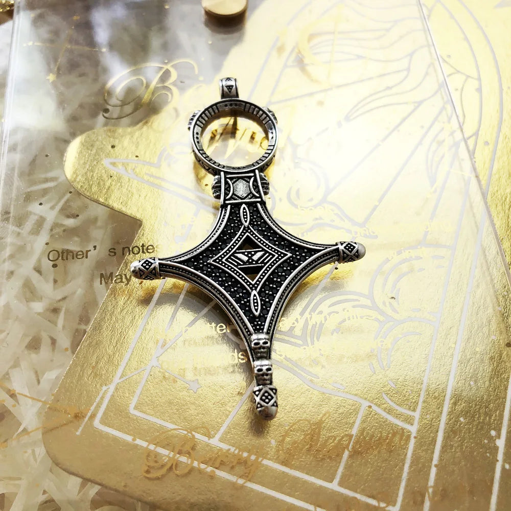 Damen-Charm-Anhänger Ethno Kreuz Glück Vintage aus Sterlingsilber