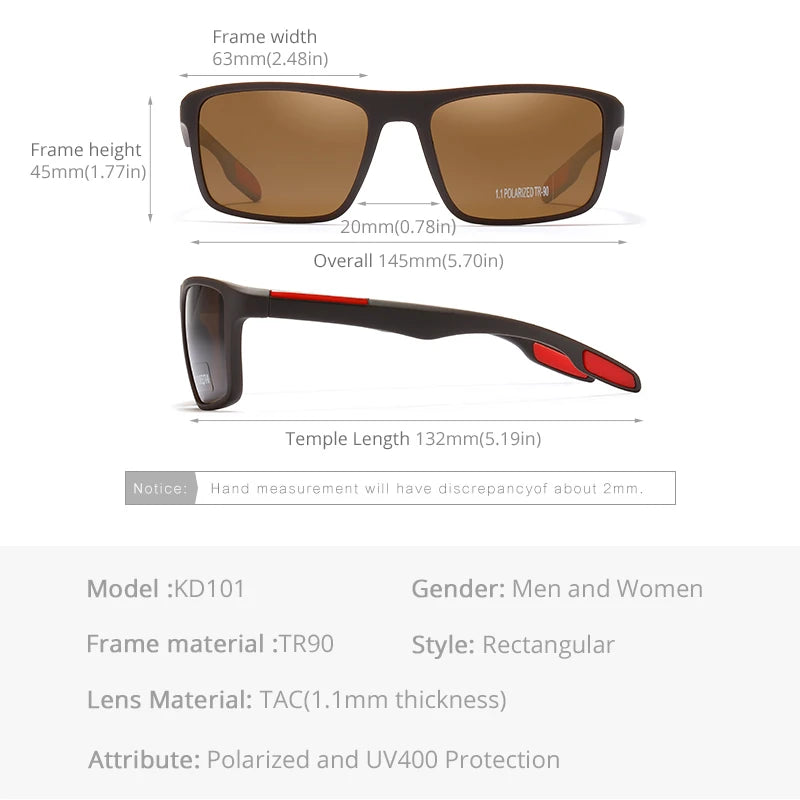 Sonnenbrille rechteckig TR90 ultraleicht polarisiert 1,1mm Fahren Cat.3 Unisex