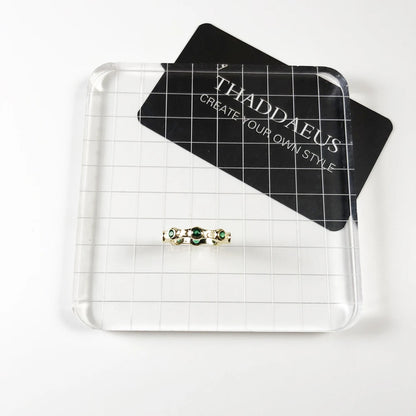 Damen-Ring Bandring Golden Green aus Sterlingsilber