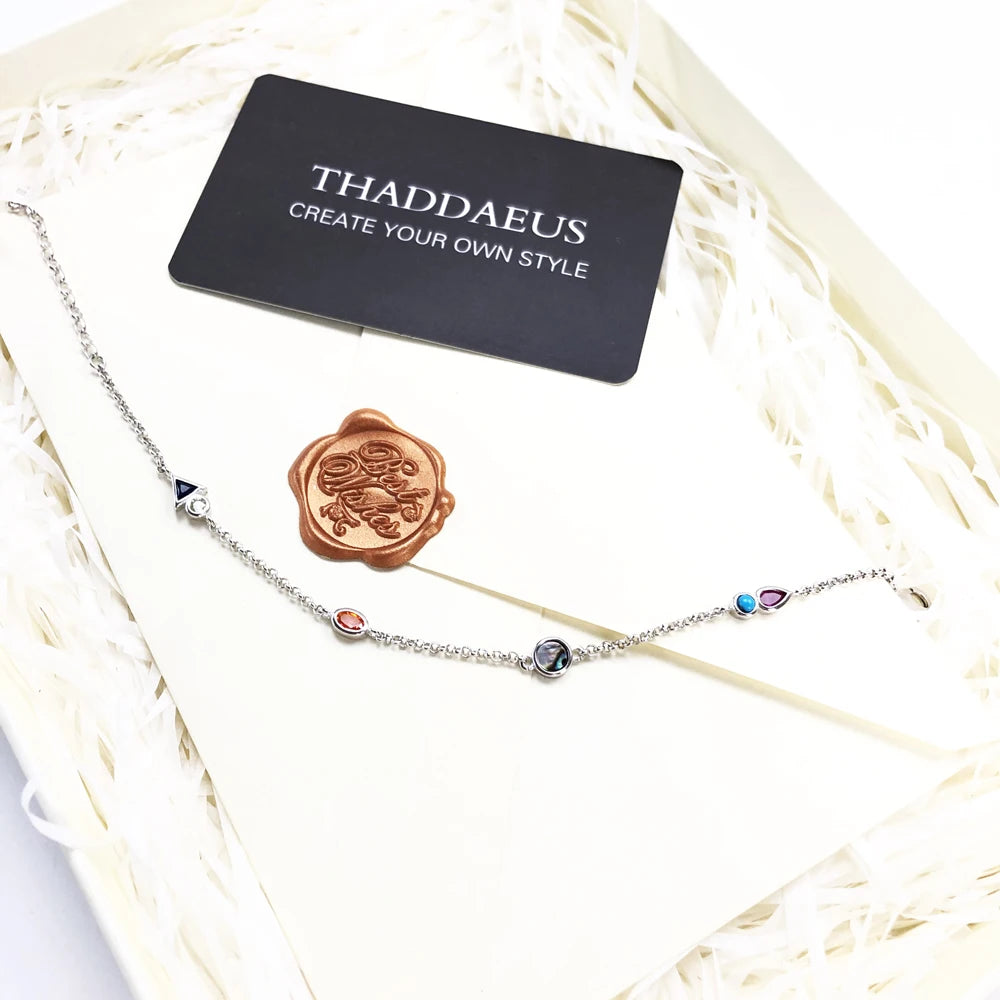 Damen-Armband bunte Natursteine Böhmen aus Sterlingsilber