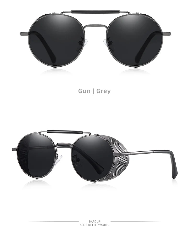 Sonnenbrille Steampunk rund polarisiert UV400 Vintage Herren Damen