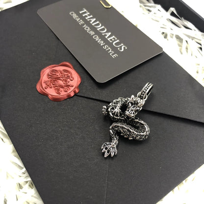 Damen-Charm-Anhänger Drache schwarz Rebel II aus Sterlingsilber
