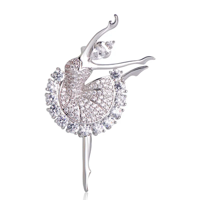Brosche Ballett Tänzerin Strass Goldfarbig Hijab Pins Anmutig Damen