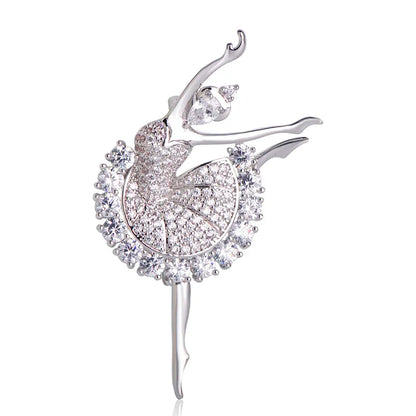 Brosche Ballett Tänzerin Strass Goldfarbig Hijab Pins Anmutig Damen