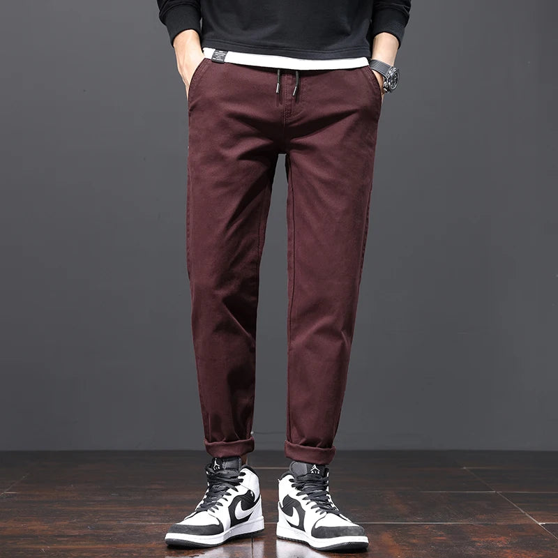 Herren Hosen aus Baumwolle im Casual-Stil mit Taschen und geradem Schnitt