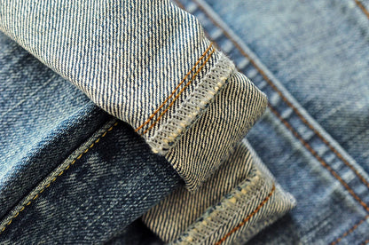 Herren Jeans im Used-Look mit Schnurrbart-Effekt aus Selvedge-Denim