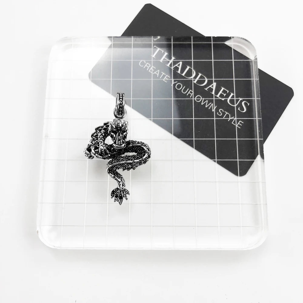 Damen-Charm-Anhänger Drache schwarz Rebel aus Sterlingsilber