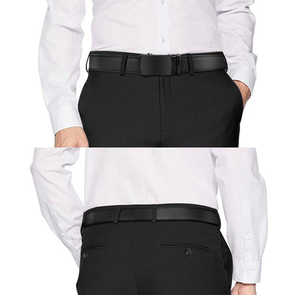 Herren Echtleder-Gürtel 3,4 cm Automatik-Schnalle Business Leisure Rindsleder