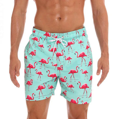 Herren-Badeshorts mit Mesh-Innenslip, verstellbarem Bund und Taschen – ideal für Sport und Freizeit.
