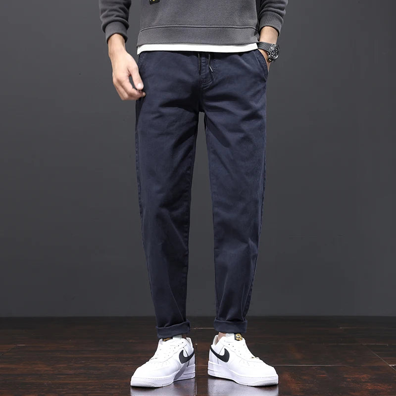 Herren Hose aus Baumwolle im Casual-Stil mit gerader Passform und Taschen