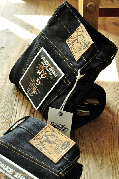 Herren Jeans aus Baumwolle und Leinen im Taper Fit mit 16,5 Unzen