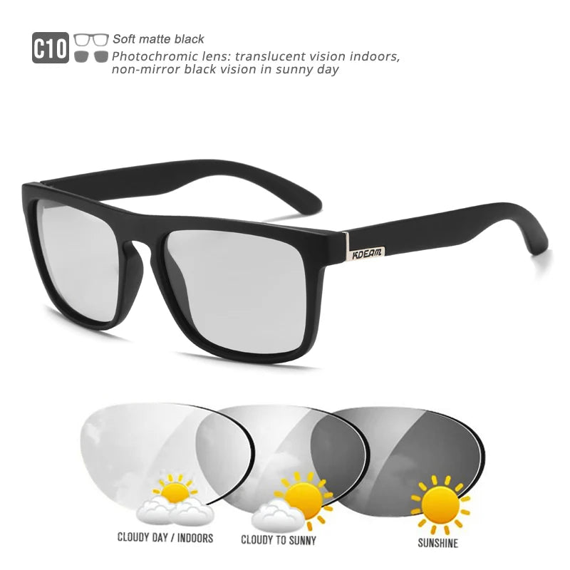 Sonnenbrille quadratisch flaches Top polarisiert Spiegel Hartschale Herren