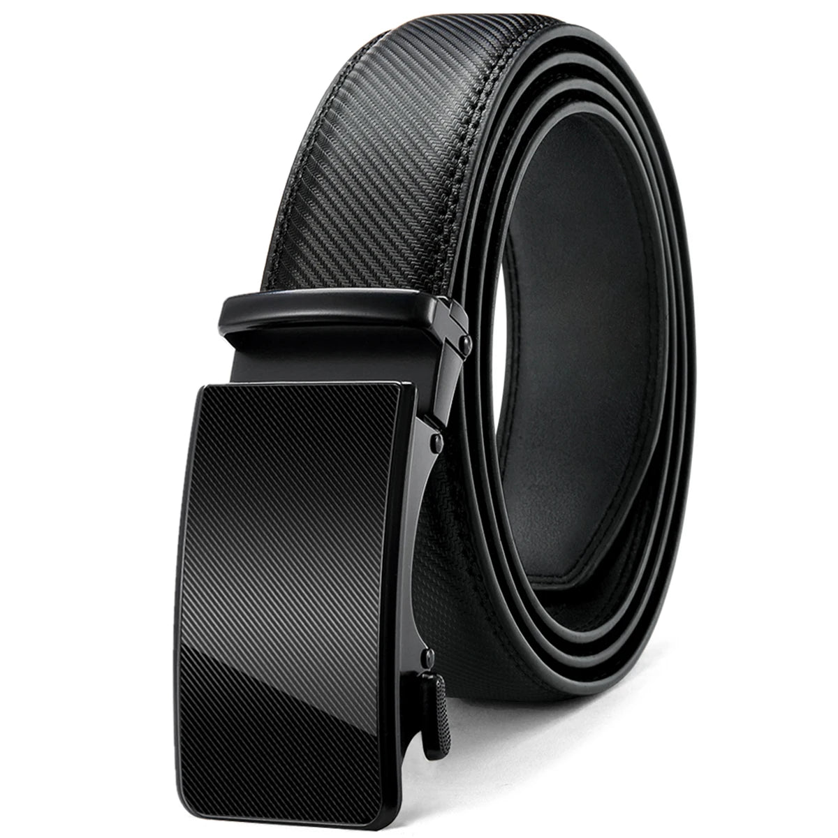 Herren Echtleder-Gürtel Luxus 3,5 cm Automatik-Schnalle Rindsleder Verstellbar