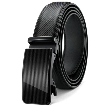 Herren Echtleder-Gürtel Luxus 3,5 cm Automatik-Schnalle Rindsleder Verstellbar