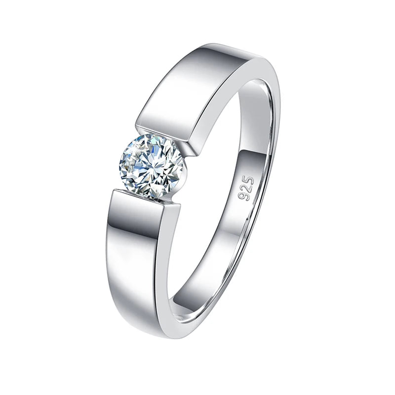 Unisex-Ring aus Silber 925 mit Moissanite 0,5–1 Karat Zertifiziert für Hochzeit und Verlobung
