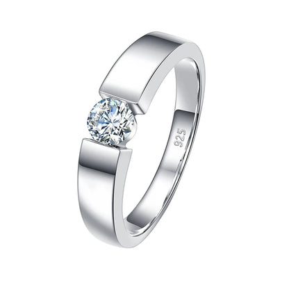 Unisex-Ring aus Silber 925 mit Moissanite 0,5–1 Karat Zertifiziert für Hochzeit und Verlobung