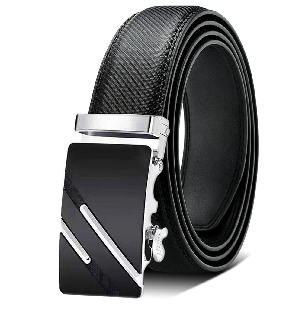 Herren Echtleder-Gürtel Luxus 3,5 cm Automatik-Schnalle Rindsleder Verstellbar