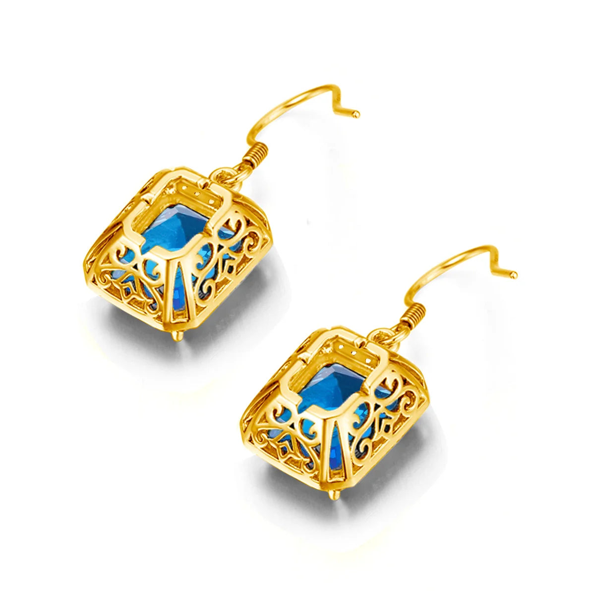 Damen-Ohrhänger Tropfenform Mit Blauem Topas Aus Silber 925 Hochwertiger Brautschmuck