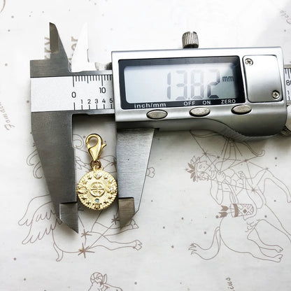 Damen-Charm-Anhänger Glücksmünze golden Vintage aus Sterlingsilber